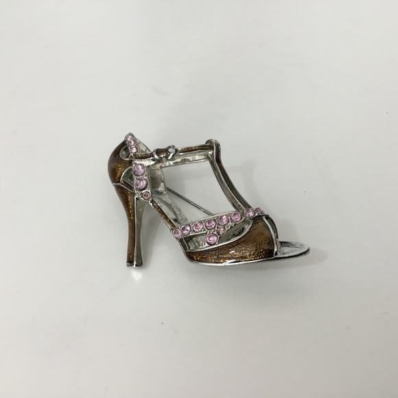 Metallic Brown High Heel Brooch - Picture 1 of 6